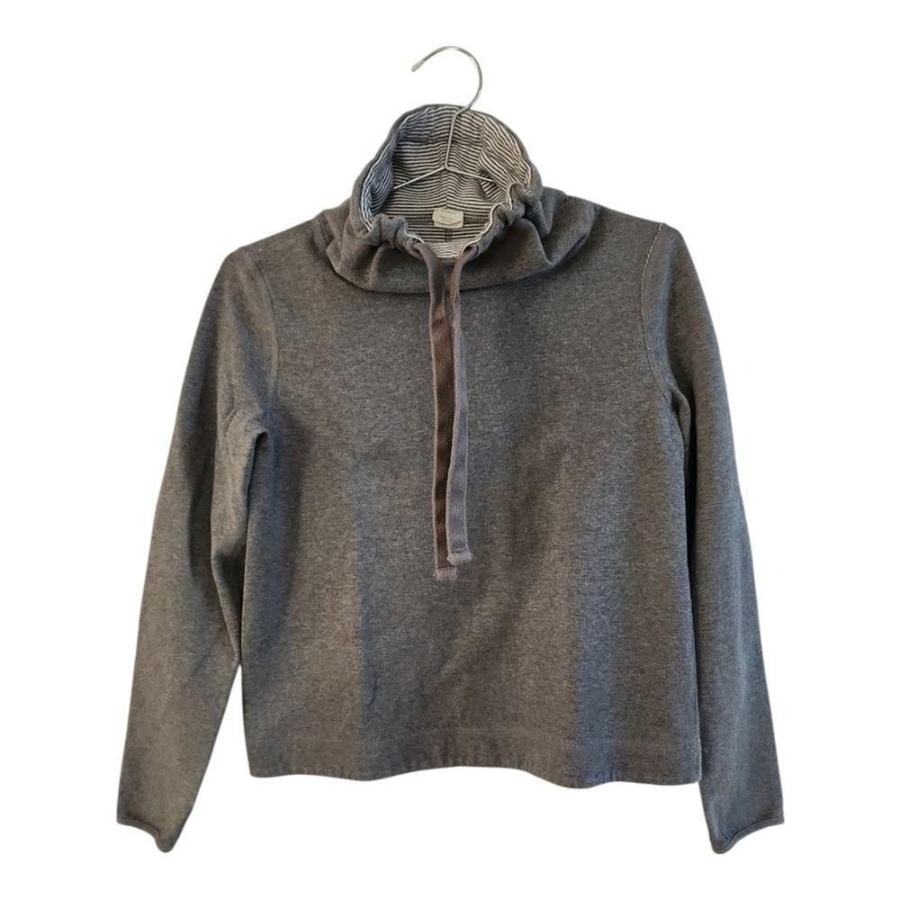 J.Crew Reversible Pullover Women XS Grey Striped Athleisure Cozy Minimalist